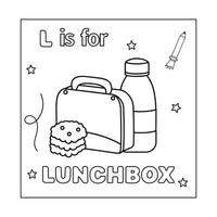 L alphabet with objects Coloring Page for Kids vector