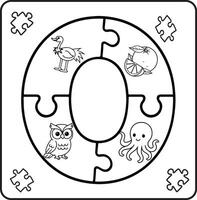 Letter O Puzzle Alphabet with Objects kids coloring books for kids vector