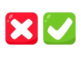 Checkmark and cross mark symbol icon vector