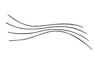 Black watercolor curves illustration. abstract wave, air stream, or musical staff sketch isolated background. Hand painted lines with fluid movement for artistic design projects vector