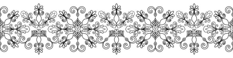 Abstract floral lines for border decoration, vintage frames, carpet patterns vector