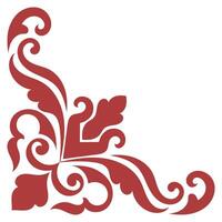 Vintage corner, red corner line for card making, graphic elements vector