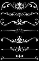 Luxury vintage pattern partition set, line decoration on black background vector