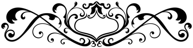 Vintage black ornamental lines with curved patterns resembling vines or leaves. Used to decorate frames or decorations. vector