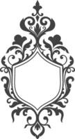 Shield frame, vintage scroll pattern, classic vintage border decoration vector