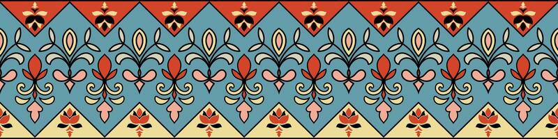 Fabric border, decorative border for carpet, ethnic tribal abstract pattern vector