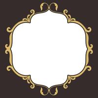Vintage gold scroll line, text box frame, black background vector