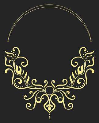 Golden circle frame with vintage pattern for banner, vintage decoration