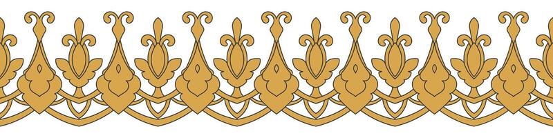 Flower border, golden border, abstract seamless pattern, carpet border vector