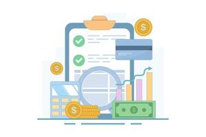 Business Revenue Concept, Financial Growth, Cash Flow Statement. Financial Growth and Investment. Chart with Up Arrow. Successful Development. Flat design in the background. vector