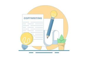 copywriter and creative worker concept. writer, journalist, blogger. creative writer and content creator. content creator. jobs and professions. flat design illustration on background. vector
