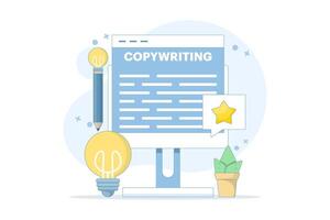copywriter and creative worker concept. writer, journalist, blogger. creative writer and content creator. content creator. jobs and professions. flat style design illustration in the background. vector