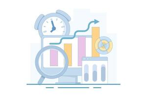 graphical analysis concept. the process of collecting data as it becomes available and analyzing it. data being analyzed. data processing for analysis. flat style design. vector