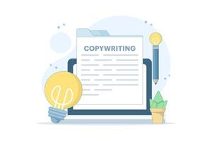 copywriter and creative worker concept. writer, journalist, blogger. creative writer and content creator. content creator. jobs and professions. flat style design illustration. vector