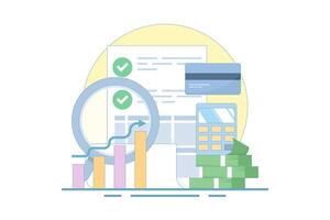 Business Income Concept, Financial Growth, Cash Flow Statement. Financial Growth and Investment. Chart with Up Arrow. Successful Development. Flat style design in the background. vector