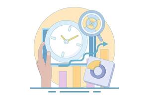 graphical analysis concept. the process of collecting data as it becomes available and analyzing it. data being analyzed. data processing for analysis. flat style design illustration. vector