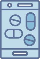 OnLine Two Colour Pharmacy Digital Outline Piece Design vector