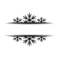 Winter Snowflake Banner Frame, Simple Black White vector