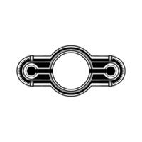 Art Deco Circular Badge Element, Minimalist Black White vector