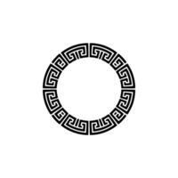 Geometric Greek Key Circle , Monochrome Minimalist Ornament vector