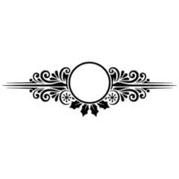 Elegant Black Floral Ornament with Circle Frame vector