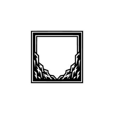 Geometric Mountain Frame - Minimalist Black White