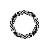 Elegant Black White Leaf Wreath Circle , Minimalist Element vector