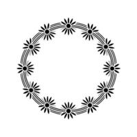 Black Daisy Circle Frame on Light Gray Background vector