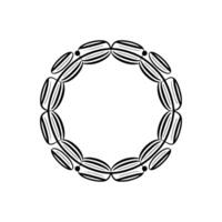 Abstract Black White Decorative Circular Frame, Minimalist vector