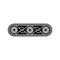 Geometric Floral Ornament, Minimalist Black White vector