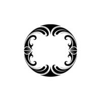 Black White Ornate Circular Frame on Neutral Background vector