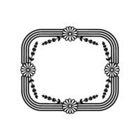 Elegant Floral Frame Black and White Line Art on Cream Background vector