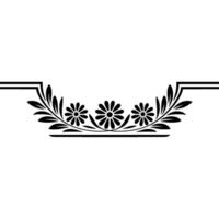 Elegant Floral Line Art Border, Black White Decorative Element vector