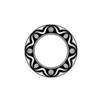 Elegant Geometric Frame with Abstract Floral , Black and White vector