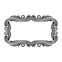 Elegant Floral Frame with Curved Lines, Black and White, Minimalist vector