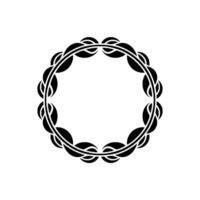 Elegant Black Leafy Circle Frame on White Background vector