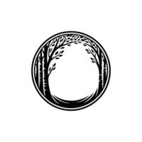 Forest Circle Frame - Simple Black White Nature vector