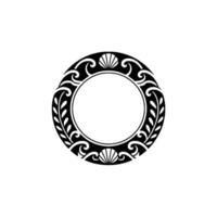 Elegant Circular Frame with Floral and Seashell Elements - Decorative vector
