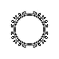Elegant Circular Frame with Leaf Accents, Minimalist vector