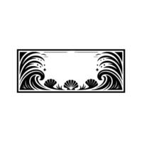 Art Deco Ocean Frame Waves, Seashells, and Elegant vector