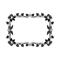 Elegant Floral Rectangular Frame , Black White Element vector