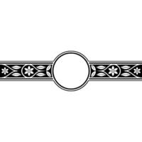 Elegant Floral Border with Center Circle Monochromatic vector