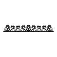 Minimalist Floral Border in Black Outline, Simple vector