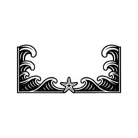 Oceanic Frame Waves and Starfish Illustration vector