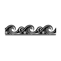 Abstract Wave Pattern Border in Black and White, Decorative vector