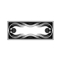 Elegant Art Deco Frame with Seashells, Black White vector