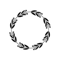 Minimalist Floral Wreath - Black and White Botanical Frame for Elements vector