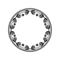 Elegant Black and White Floral Circle Frame for Invitations vector
