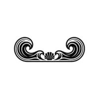 Elegant Black Wave and Shell Ornament on White Background vector