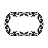 Elegant Black Leaf Frame on White Decorative Border, Ornamental Element vector